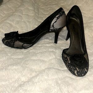 Lace covered short heels